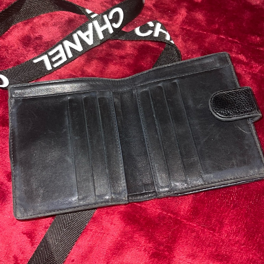 Chanel Black Caviar Leather Double Compact Wallet Vintage Gorgeous Condition - Picture 10 of 15